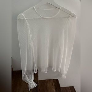 Sheer white long sleeved shirt